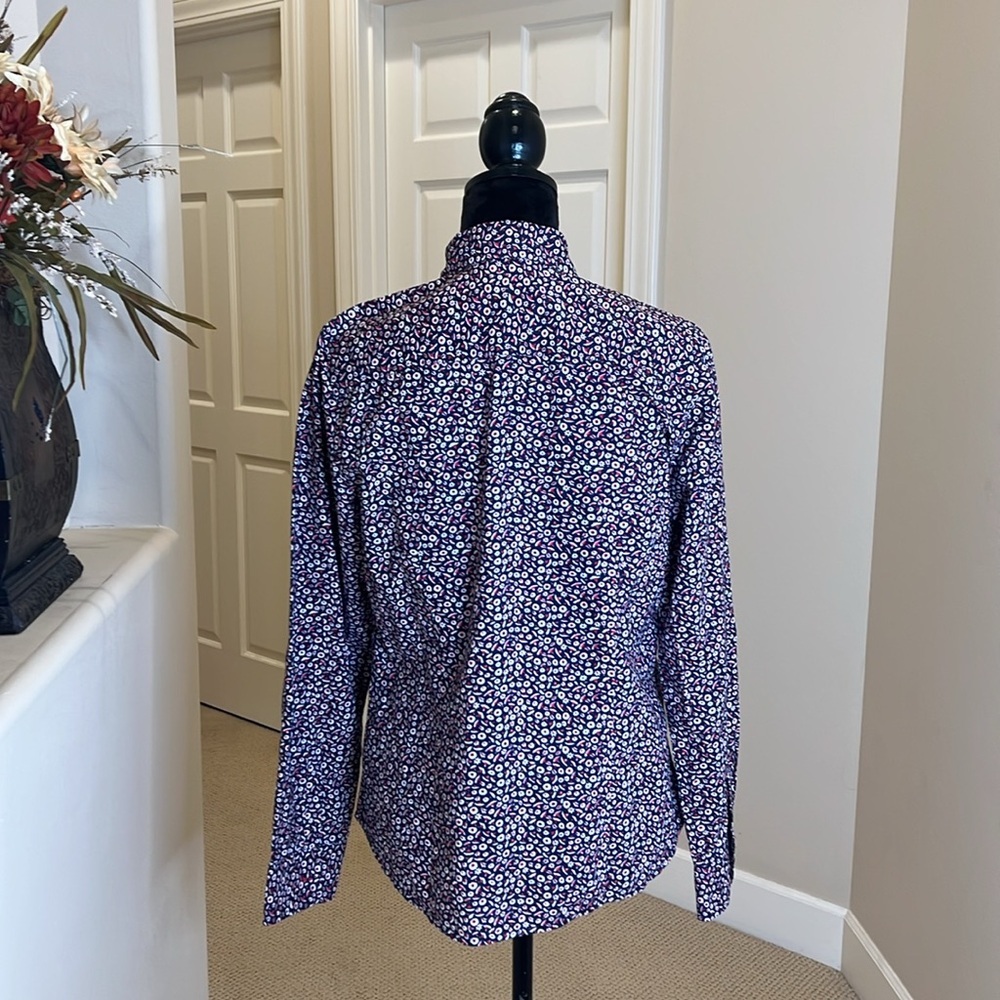 Talbots  Floral Pattern Shirt - Blue and White and Red - Picture 5 of 8